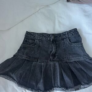 Black Denim Mini Skirt